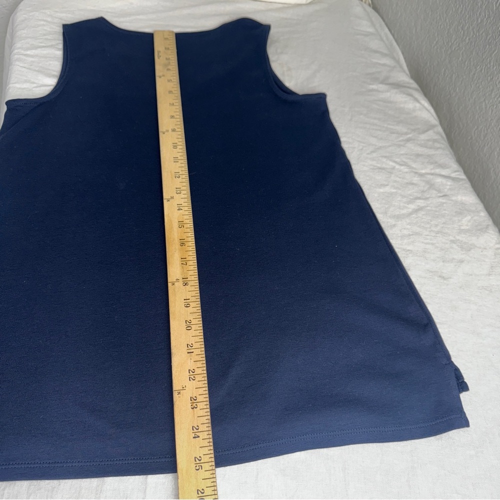 J. Jill Classic Blue Tank Top Small 100% Pima cotton rounded v-neck basic #cc - Picture 7 of 9